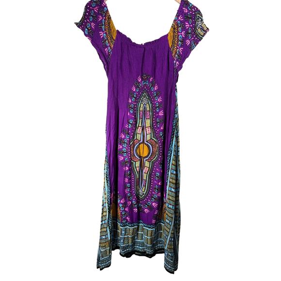 Boho Maxi Dress Purple Women's S Mumu Off the Shoulder Colorful Festival Hippie - Picture 6 of 11